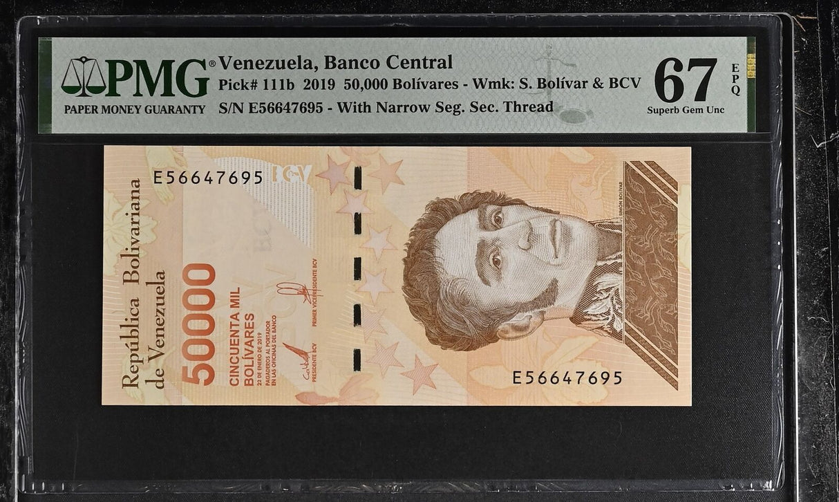 Venezuela 50000 Bolivares 2019 P 111 b Superb Gem UNC PMG 67 EPQ