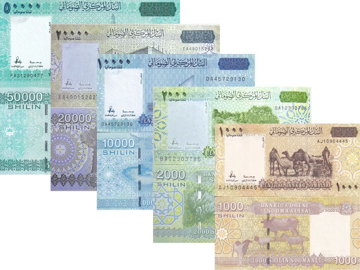 Somalia Set 5 UNC 1000 2000 10000 20000 50000 Shillin 2010 2023 P 38 39 41 42 43