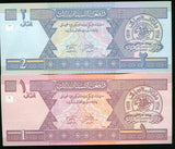 Afghanistan Set 2 UNC 1 2 Afghanis ND 2002 P 64 65