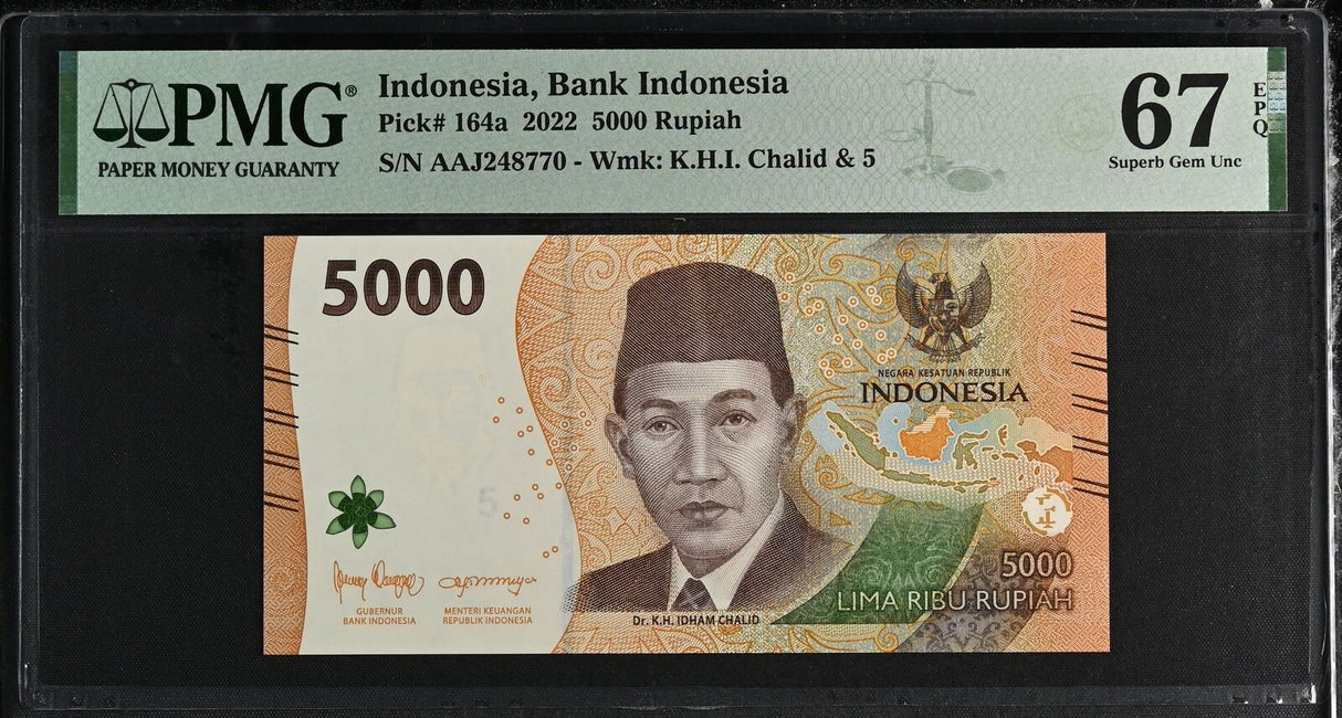Indonesia 5000 Rupiah 2022 P 164 a Superb Gem UNC PMG 67 EPQ