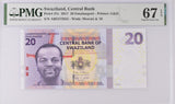 Swaziland 20 Emalangeni 2017 P 37 c Superb Gem UNC PMG 67 EPQ Top Pop
