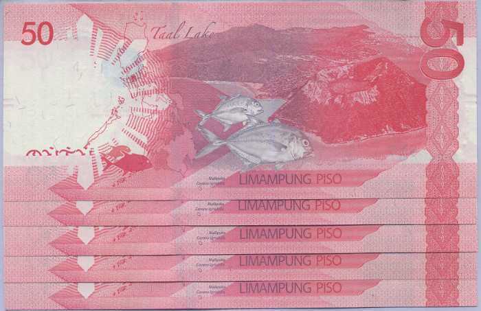 Philippines 50 Pesos 2020 P 224 UNC with Blind Mark Lot 5 pcs