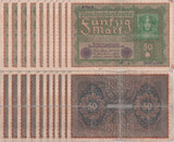 GERMANY 50 Mark 1919 P 66 USED / CIRCULATED LOT 10 PCS