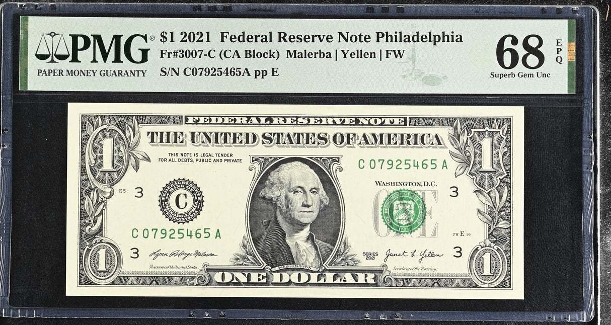 United States 1 Dollar Usa 2021 P 549 C Philadelphia Superb Gem UNC PMG 68 EPQ
