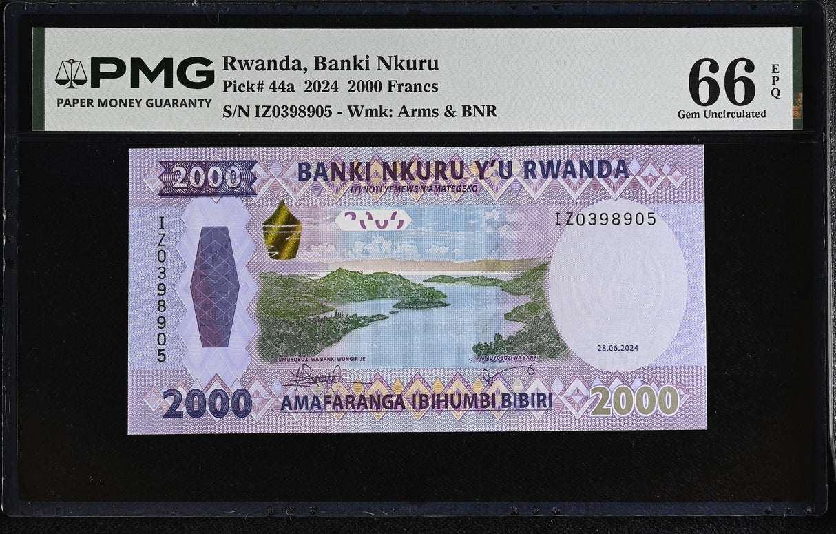 Rwanda 2000 Francs 2024 P 44 a Gem UNC PMG 66 EPQ