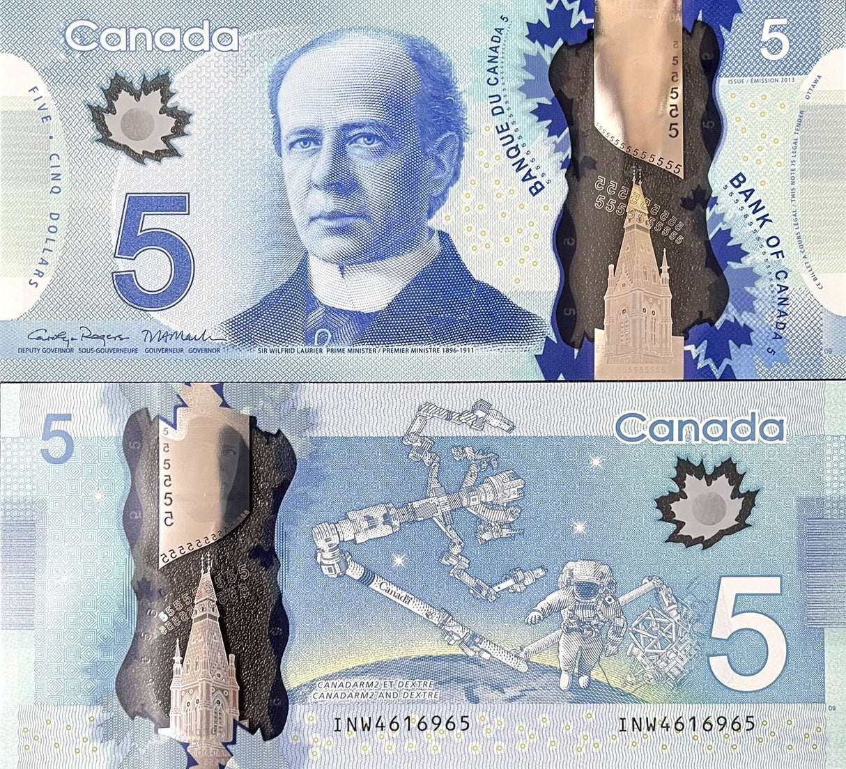 Canada 5 Dollars 2013/2024 P 106 f Polymer Sign Rogers & Macklem UNC