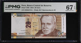 Peru 20 Soles 2018 P 193 b Superb Gem UNC PMG 67 EPQ , Graded note
