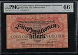 Germany 5 Millionen Mark 1923 P S988 Gem UNC PMG 66 EPQ