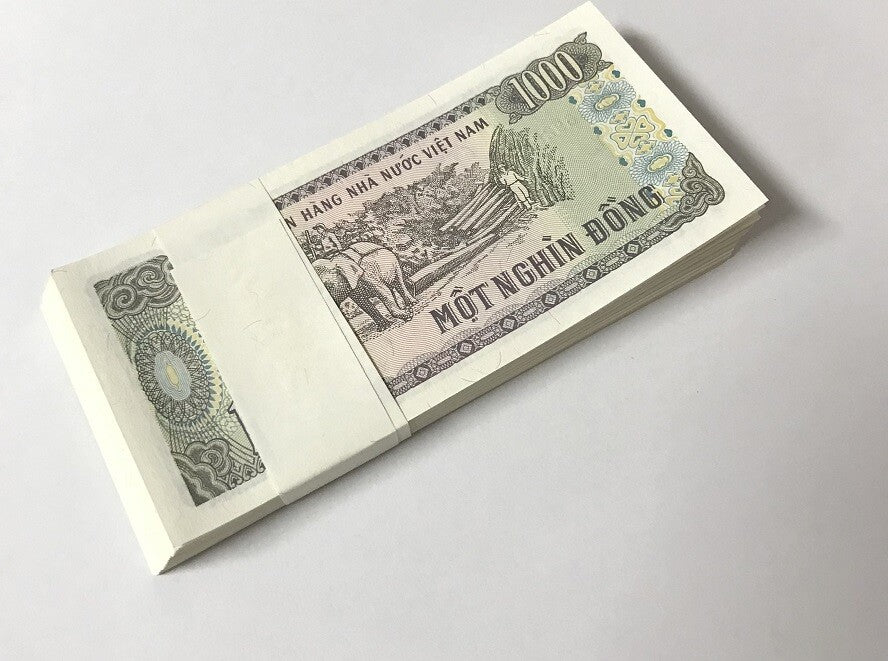 Vietnam 1000 Dong 1988 P 106 UNC LOT 100 PCS 1 BUNDLE Elephant, Ho Chi Minh