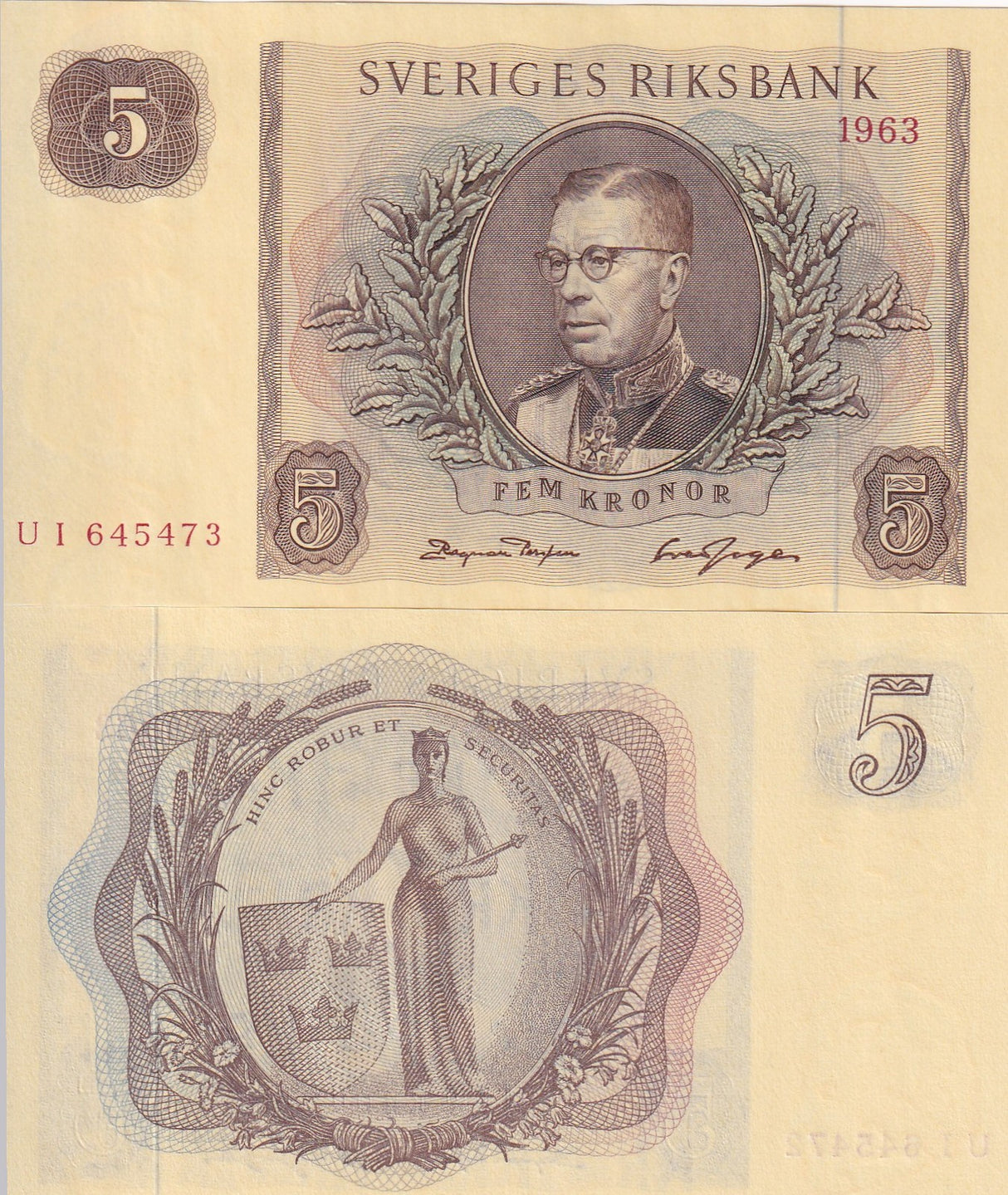 Sweden 5 Kronor 1963 P 50 b UNC