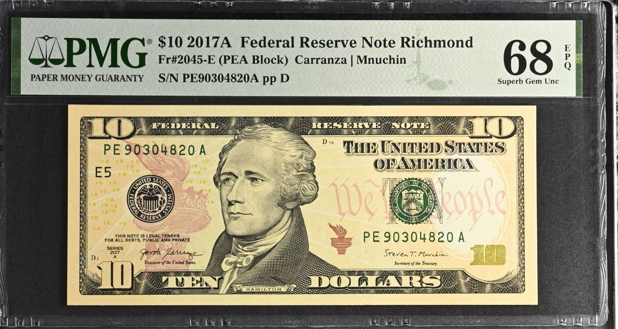 United States 10 Dollars USA 2017A P 545B E Richmond Superb Gem UNC PMG 68 EPQ