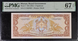 Bhutan 5 Ngultrum ND 1981 P 7 Superb Gem UNC PMG 67 EPQ