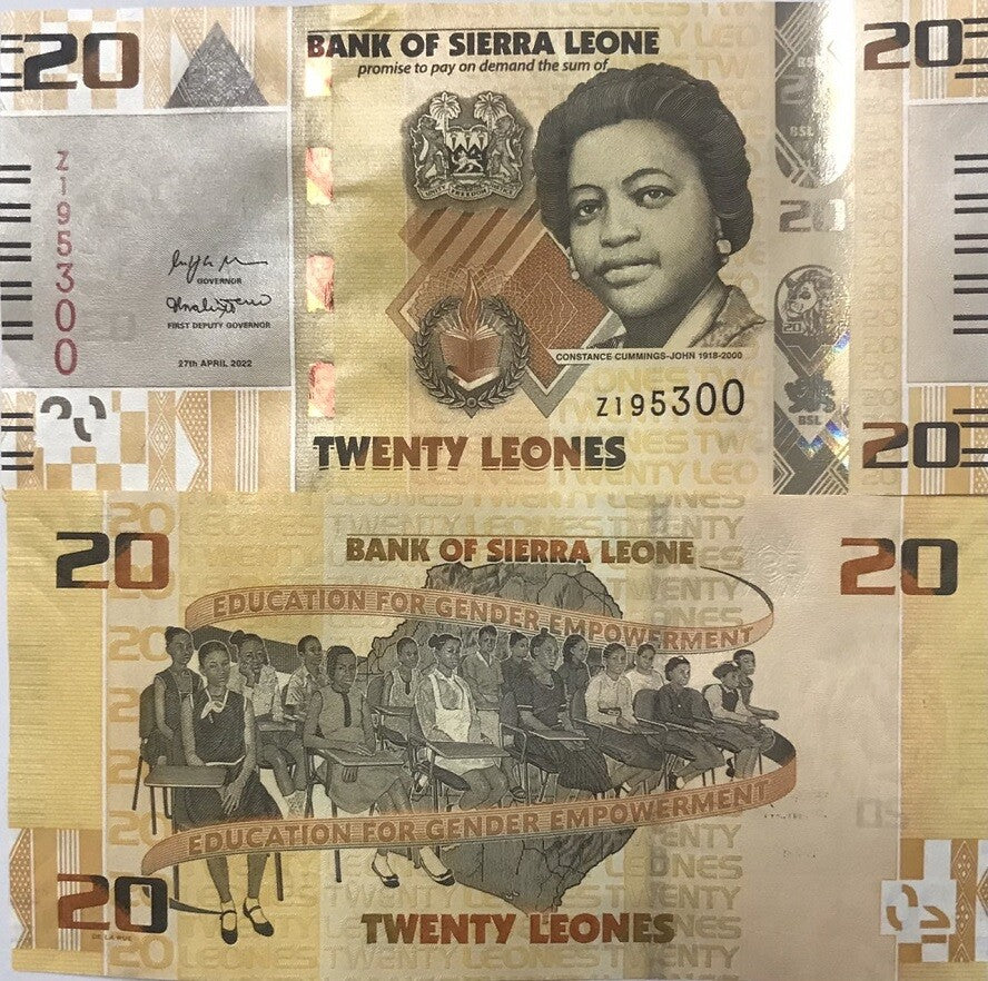 Sierra Leone 20 Leones 2022 P 38 Z Replacement UNC