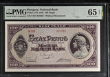 Hungary 100 Pengo 1945 P 111 b Gem UNC PMG 65 EPQ