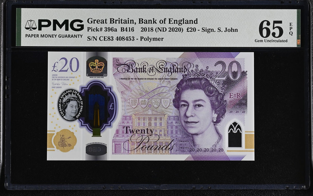 Great Britain 20 Pounds 2018 ND 2020 P 396 a Gem UNC PMG 65 EPQ