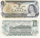 Canada 1 Dollar 1973 P 85 c Sign Crow-Bouey AUnc