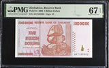 Zimbabwe 5 Billion Dollars 2008 P 84 Superb Gem UNC PMG 67 EPQ
