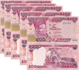Nigeria 200 Naira 2026 P 47 UNC LOT 5 PCS