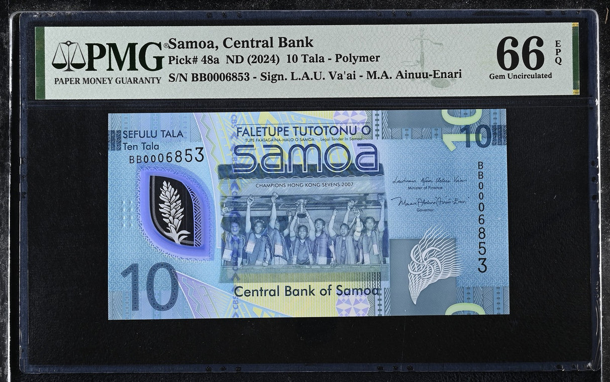 Samoa 10 Tala ND 2024 P 48 a Polymer Gem UNC PMG 66 EPQ