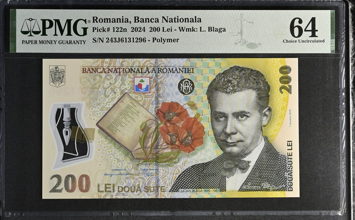 Romania 200 Leu 2024 P 122 n Polymer Choice UNC PMG 64