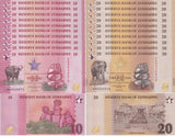Zimbabwe SET 2 x Lot 10 = 20 UNC 10 20 Zig 2026 P 115 116 New