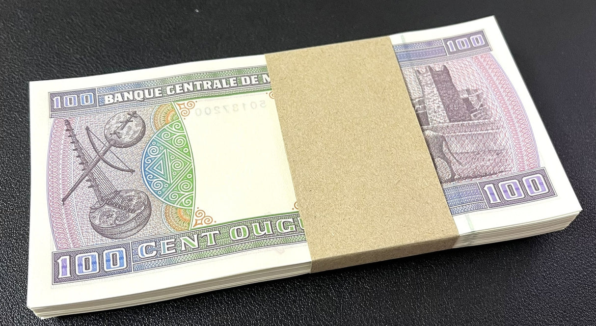Mauritania 100 Ouguiya 2002 P 4 UNC LOT 100 PCS 1 Bundle