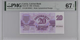 Latvia 20 Rublu 1992 P 39 Superb Gem UNC PMG 67 EPQ