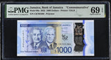 Jamaica 1000 Dollars 2022 P 99 a Polymer Commemorative Superb Gem UNC PMG 69 EPQ