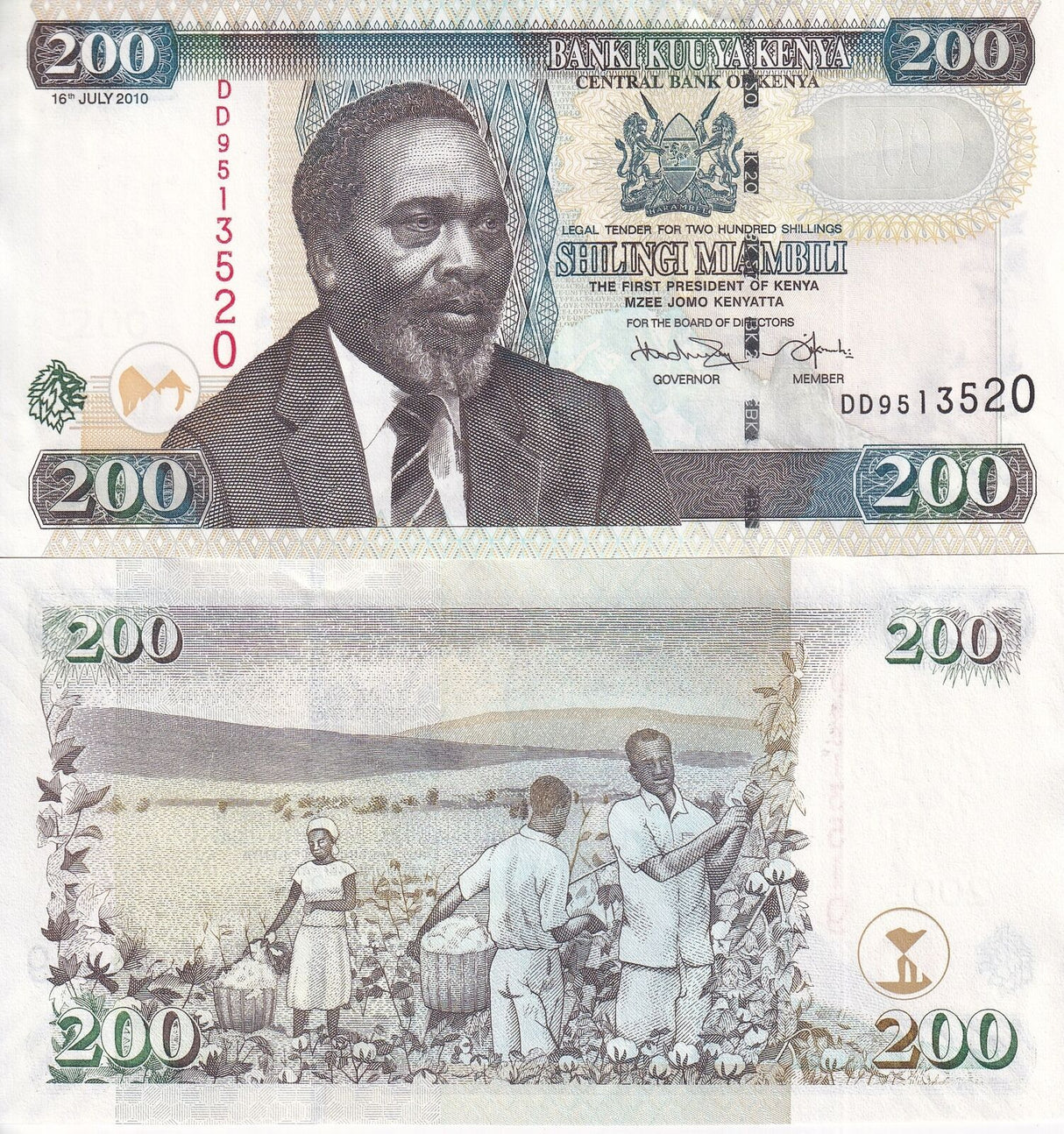 Kenya 200 Shillings 2010 P 49 UNC