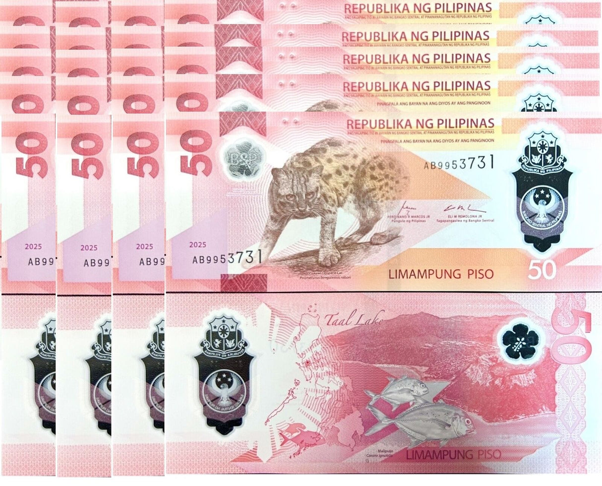 Philippines 50 Piso 2025/2024 Leopard Fish Polymer P 237 LOT 20 UNC