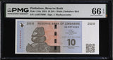Zimbabwe 10 ZiG 2024 P 110 a # Nice 857-8888 Gem UNC PMG 66 EPQ