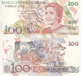 Brazil 100 Cruzeiros ND 1990 P 228 UNC ,Cecilia Meireles ,Casa da Moeda