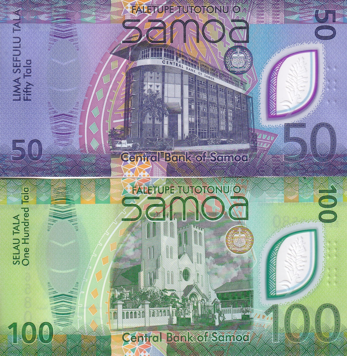 Samoa SET 2 UNC Polymer 50 100 Tala ND 2025 P NEW Design