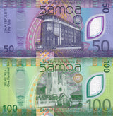 Samoa SET 2 UNC Polymer 50 100 Tala ND 2025 P NEW Design