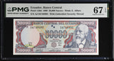 Ecuador 50000 Sucres 1999 P 130 d Superb Gem UNC PMG 67 EPQ WTM E. Alfaro