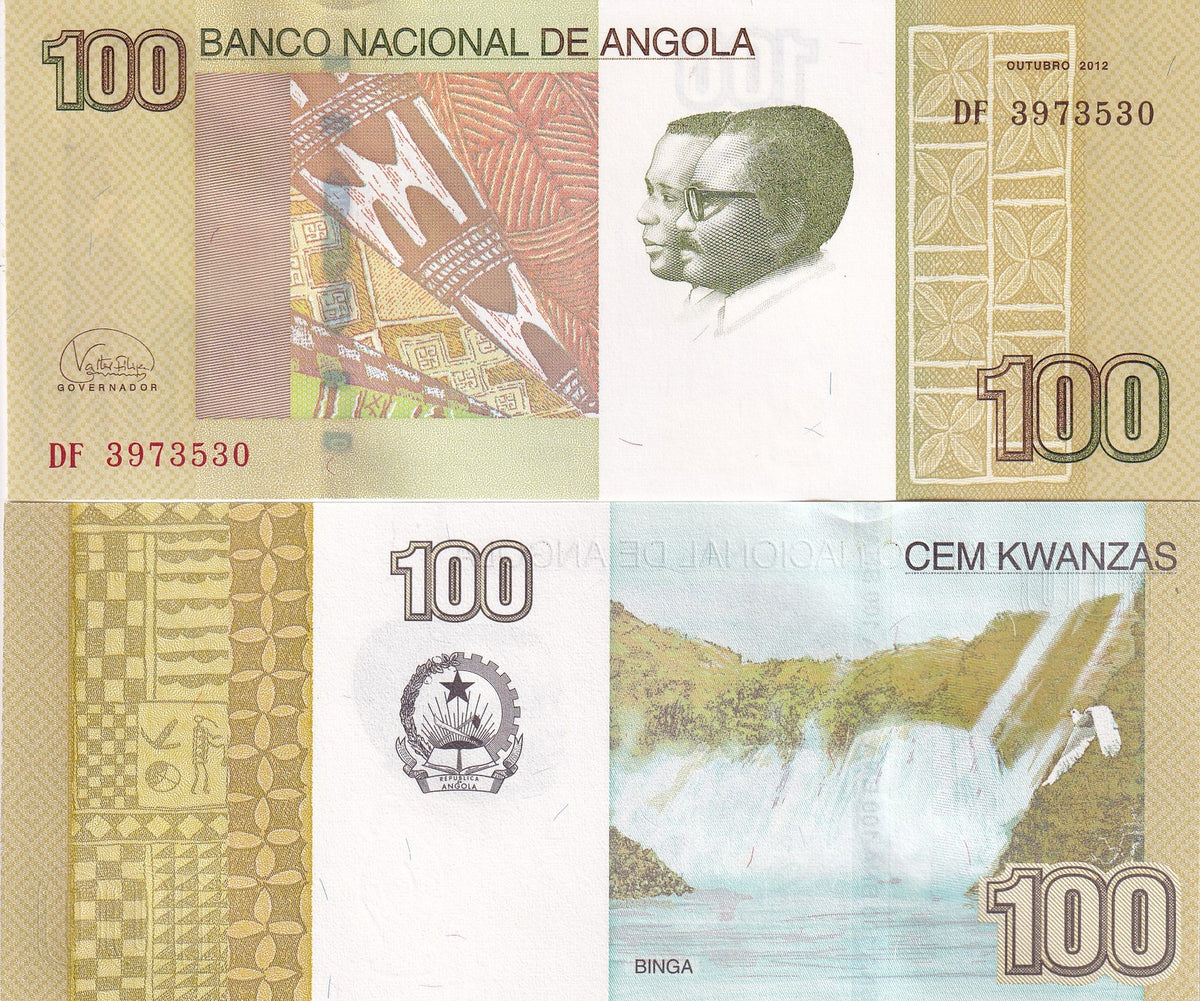 Angola 100 Kwanzas 2012/2017 P 153 UNC, Carvings, Binga waterfalls