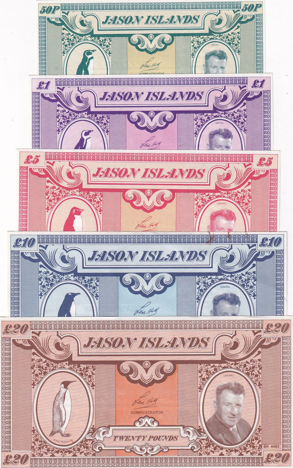 Jason Islands Set 5 Pcs 50 Pence 1 5 10 20 Pounds 1979 Penguin Fantasy