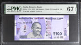 India 100 Rupees 2022 P 112 r Letter A Superb Gem UNC PMG 67 EPQ