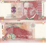 Peru 50 Nuevos Sole 2009 P 184 Prefix A UNC