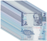 Brazil 2 Reais ND 2010 (2024) New Sign P 252 g UNC LOT 20 PCS ,Sea turtle