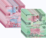 Zambia Set 2 UNC 10 20 Kwacha 2024 2025 P 62 63 LOT 10 Sets = 20 Pcs