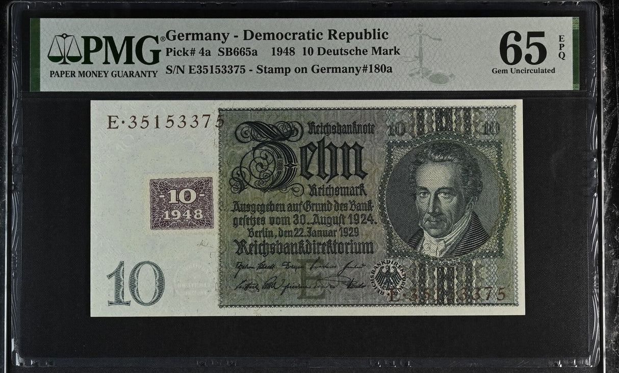 Germany 10 Deutsche Mark 1948 P 4 a Gem UNC PMG 65 EPQ