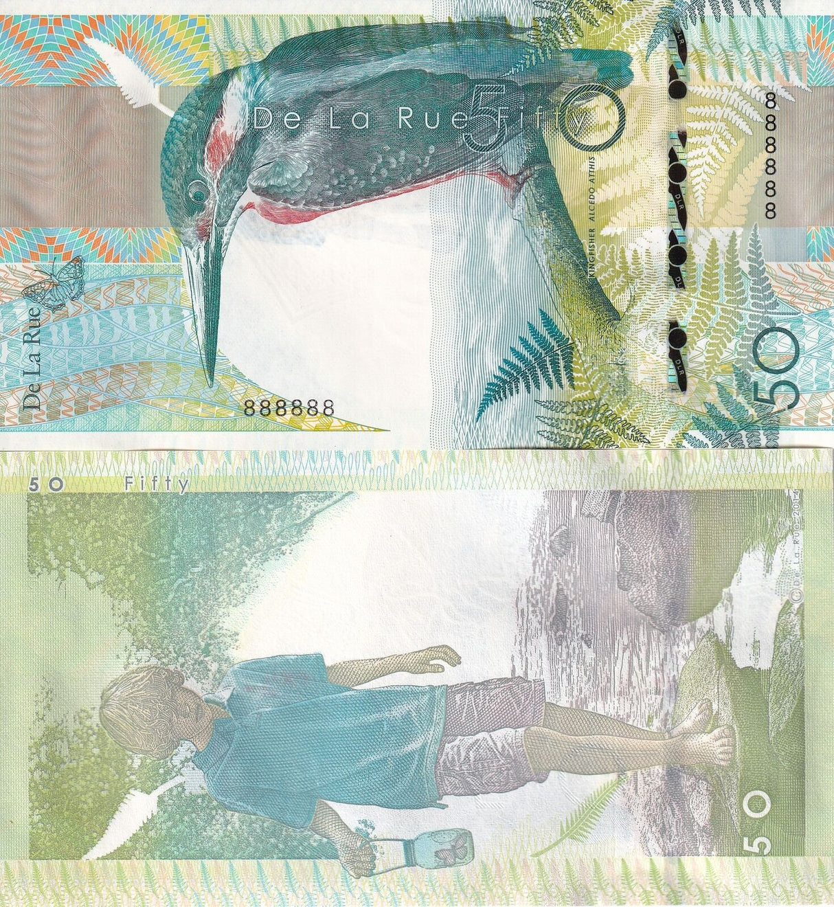 TEST NOTE DE LA RUE 50 Fifty Kingfisher SPECIMEN 888888