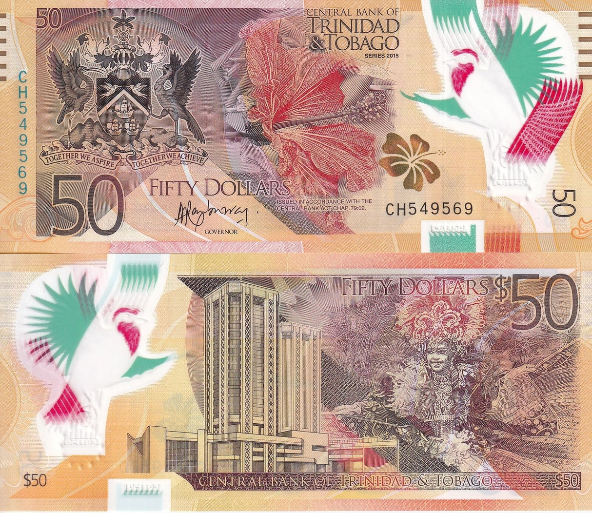 Trinidad & Tobago 50 Dollars 2015 P 59 Polymer UNC