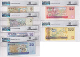 Fiji SET 5; 2 5-100 Dollar 2007 Matching P 109-P114 Gem UNC PMG 64 65 67 EPQ