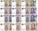 China Set 4 x LOT 3 = 12 Pcs 1 5 10 20 Yuan 1999 P 895 897 898 899 UNC