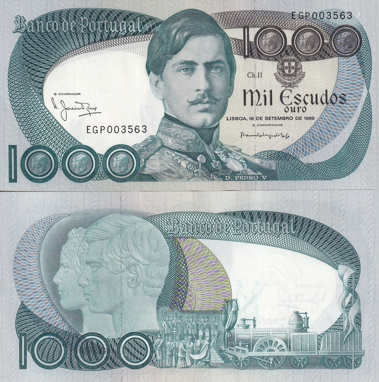 Portugal 1000 Escudos 1980 P 175 b UNC