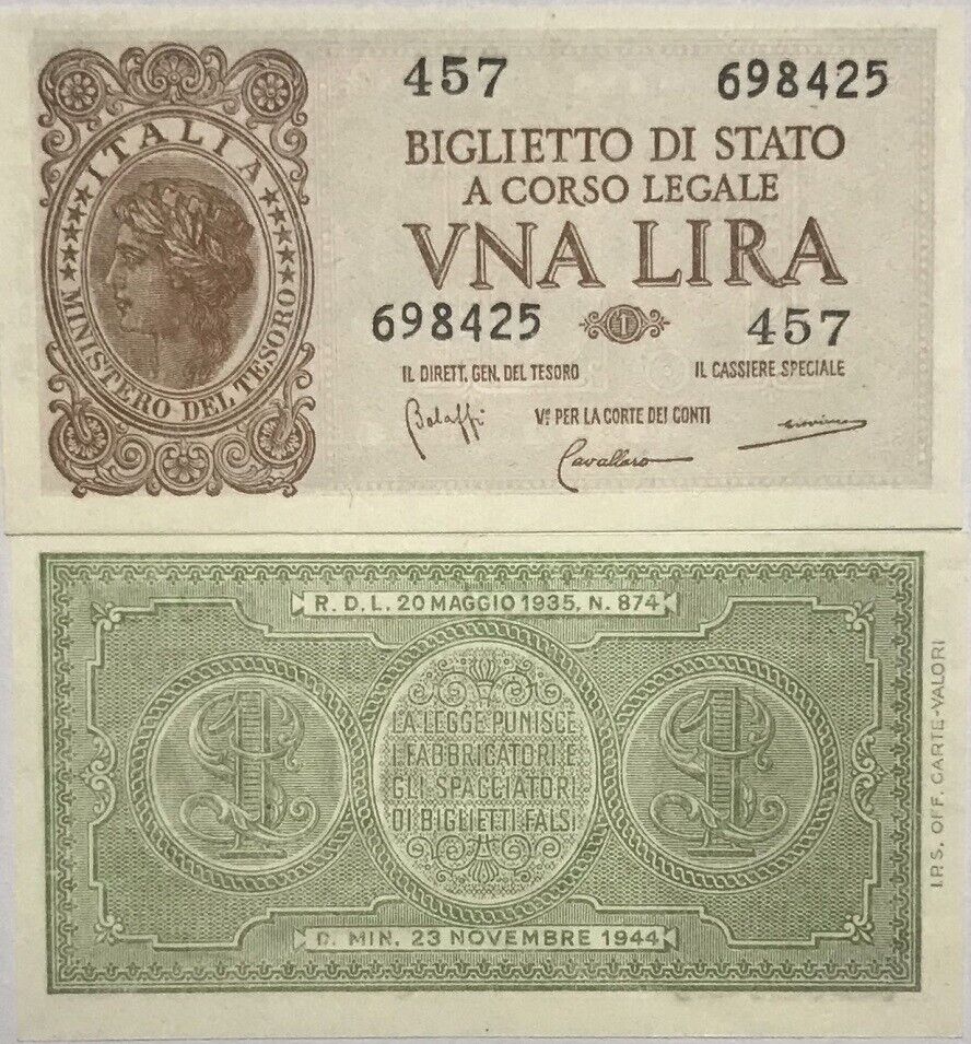 Italy 1 Lire 1935 P 29 b AUnc