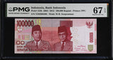 Indonesia 100000 Rupiah 2004/2012 P 153 b Superb Gem UNC PMG 67 EPQ