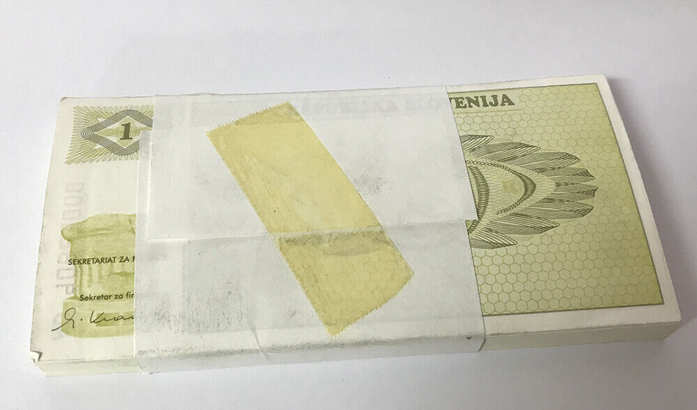 Slovenia 1 Tolar 1990 P 1 UNC LOT 25 PCS 1/4 BUNDLE